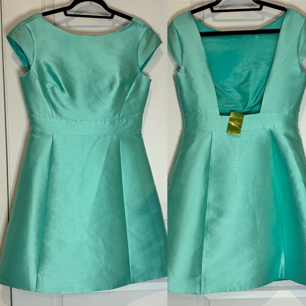 NWT Kate Spade Backless Mini Dress Cap Sleeve Full Bloom Nesbit Blue Aqua 10